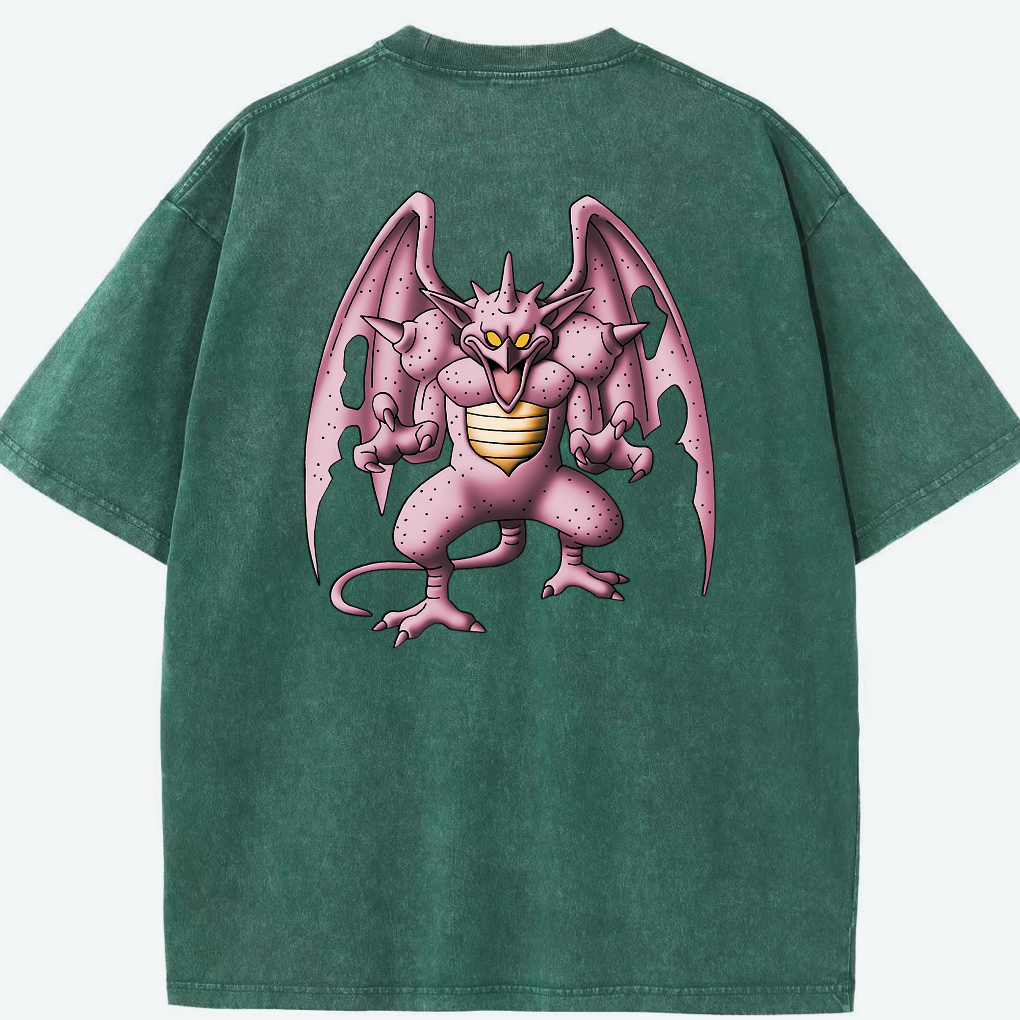 （画像用） ドラゴンクエスト Doragon Kuesuto Dragon Quest 綿100% ヴィンテージ風 半袖Tシャツ（背面プリント）
